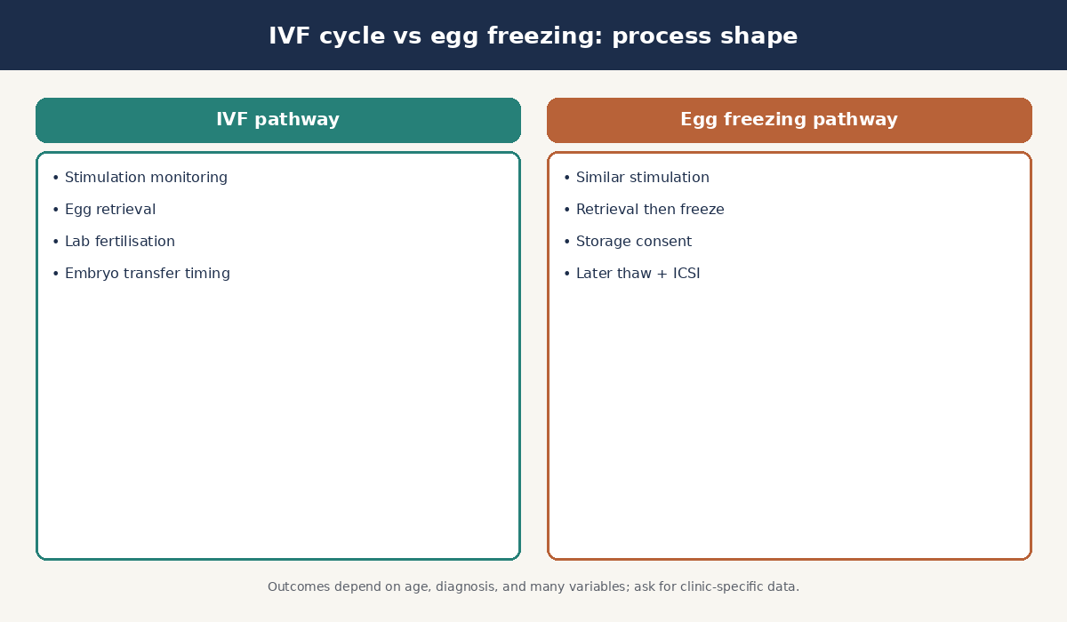 Comparison of IVF pathway steps versus egg freezing pathway steps for patient education